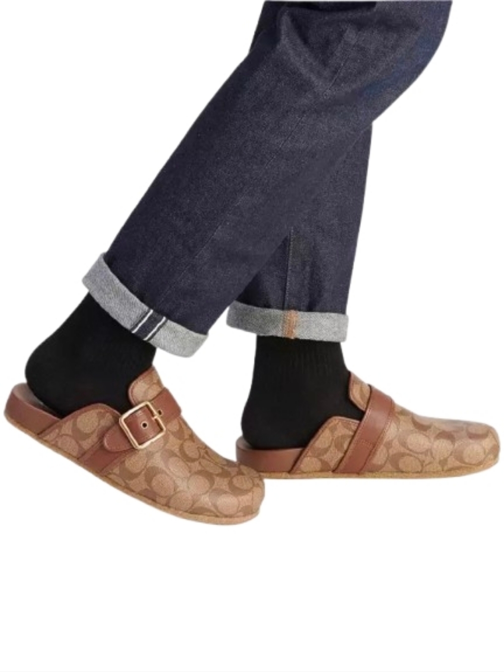 COACH Benjamin Signature Buckle Clog Sandals